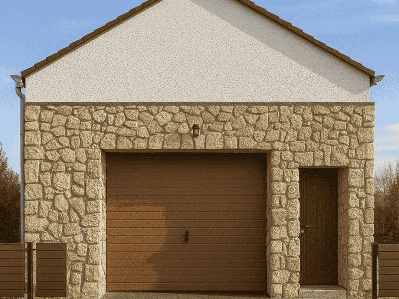 Entreprise de façade à Orthez avec rénovation de garage en parement pierre